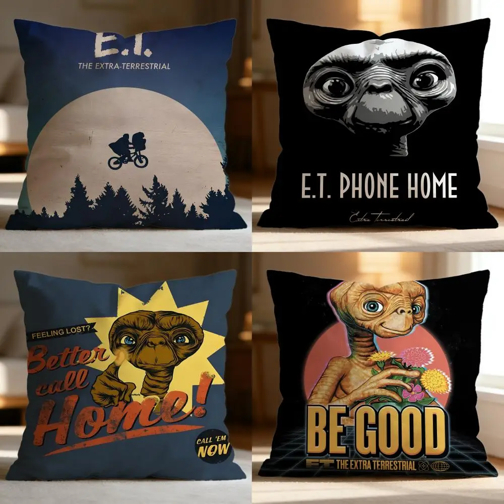 Hot E-ET. the Extra-Terrestrial Cushion Cover Soft Washable Pillow Case Multi-Scene for Couch Bed Travel Office Use
