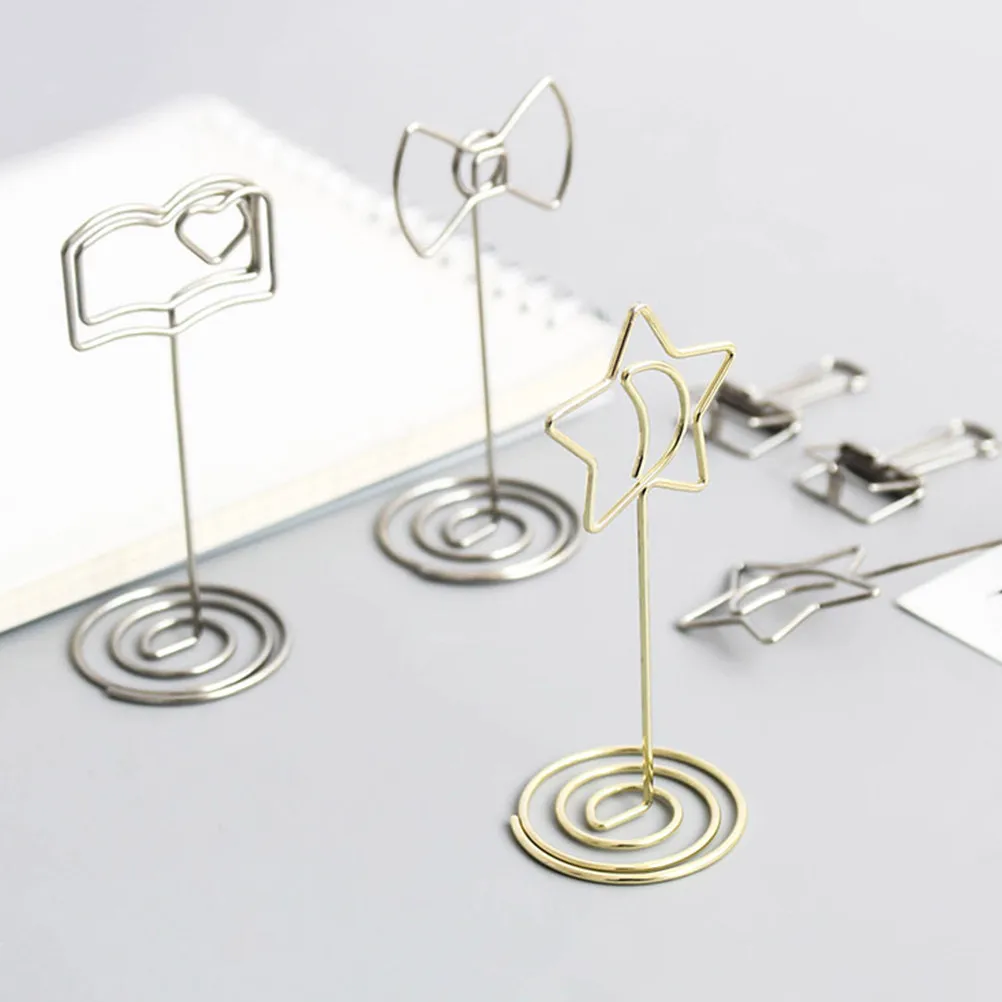 6Pcs Unique Book Design Metal Memo Holder Wedding Party Decor Table Number Clip Photo Card Stand Desktop Craft Decoration Supply