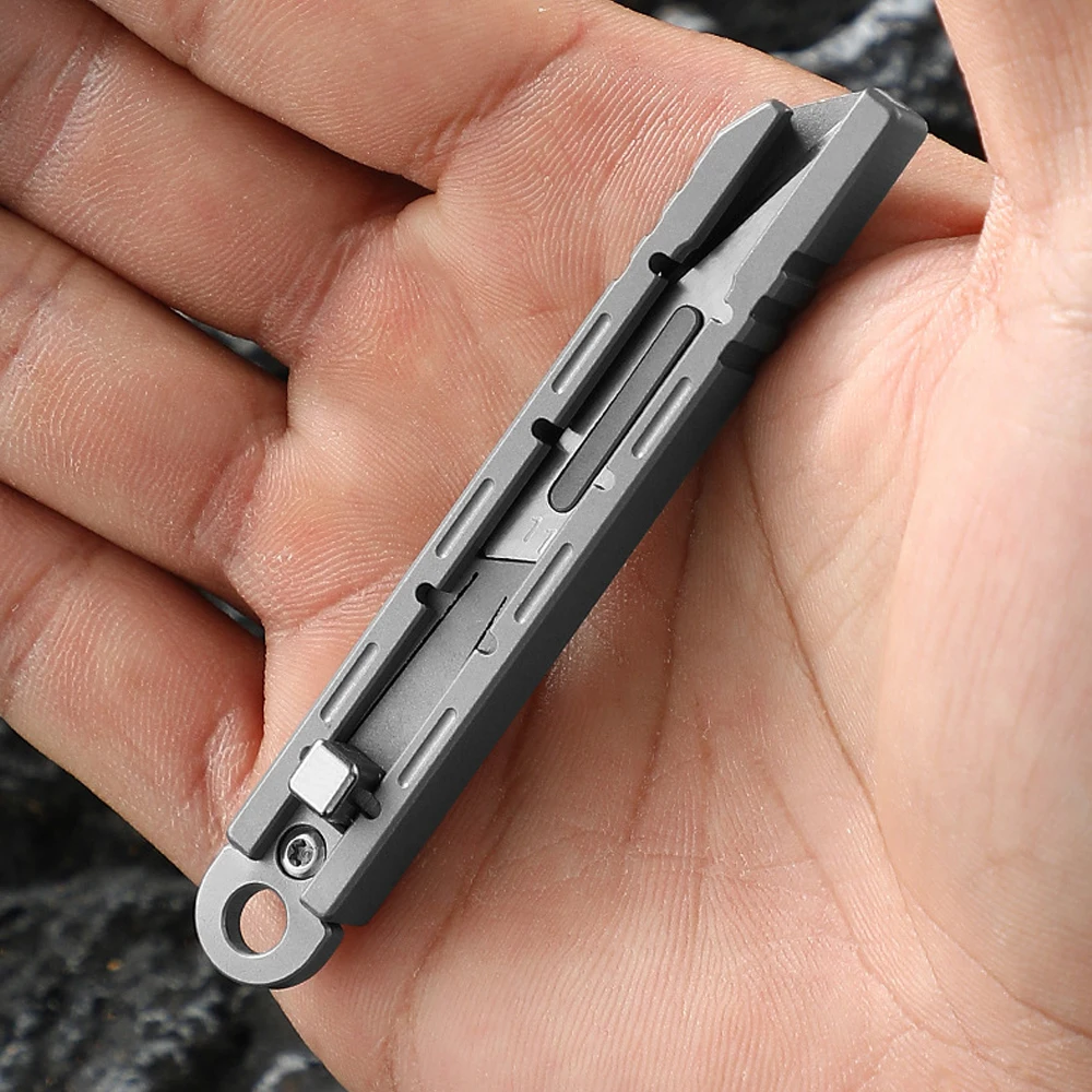 Titan legierung Box Cutter einziehbar Exacto Messer edc Rasierklingen Utility Messer Schlüssel bund Papiers ch neider kleine Taschen messer