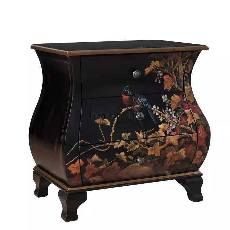 

Vintage American painted corner table bedside table storage table