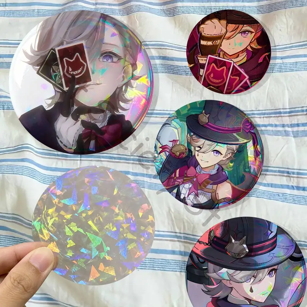 G-Genshin L-Lyney Badges Creative Tinplate Button Pin Brooch Creative Quotes Badge Clothes Backpack Jewelry Gift Fan Merchandise
