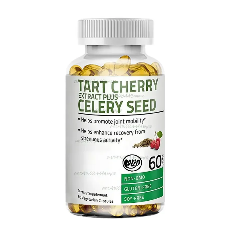 

Sour Cherry Extract+Celery Seed Capsules - Uric Acid Cleansing, Joint Activity Support Supplement 60 Capsules