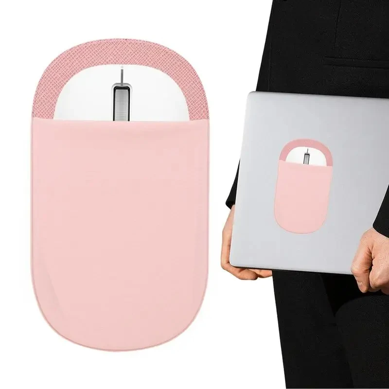 Mouse Storage Bag Adhesive Stick On Mouse Holder Wireless Mouse Storage Pouch Sundries Bags Compatible With Laptop Convient