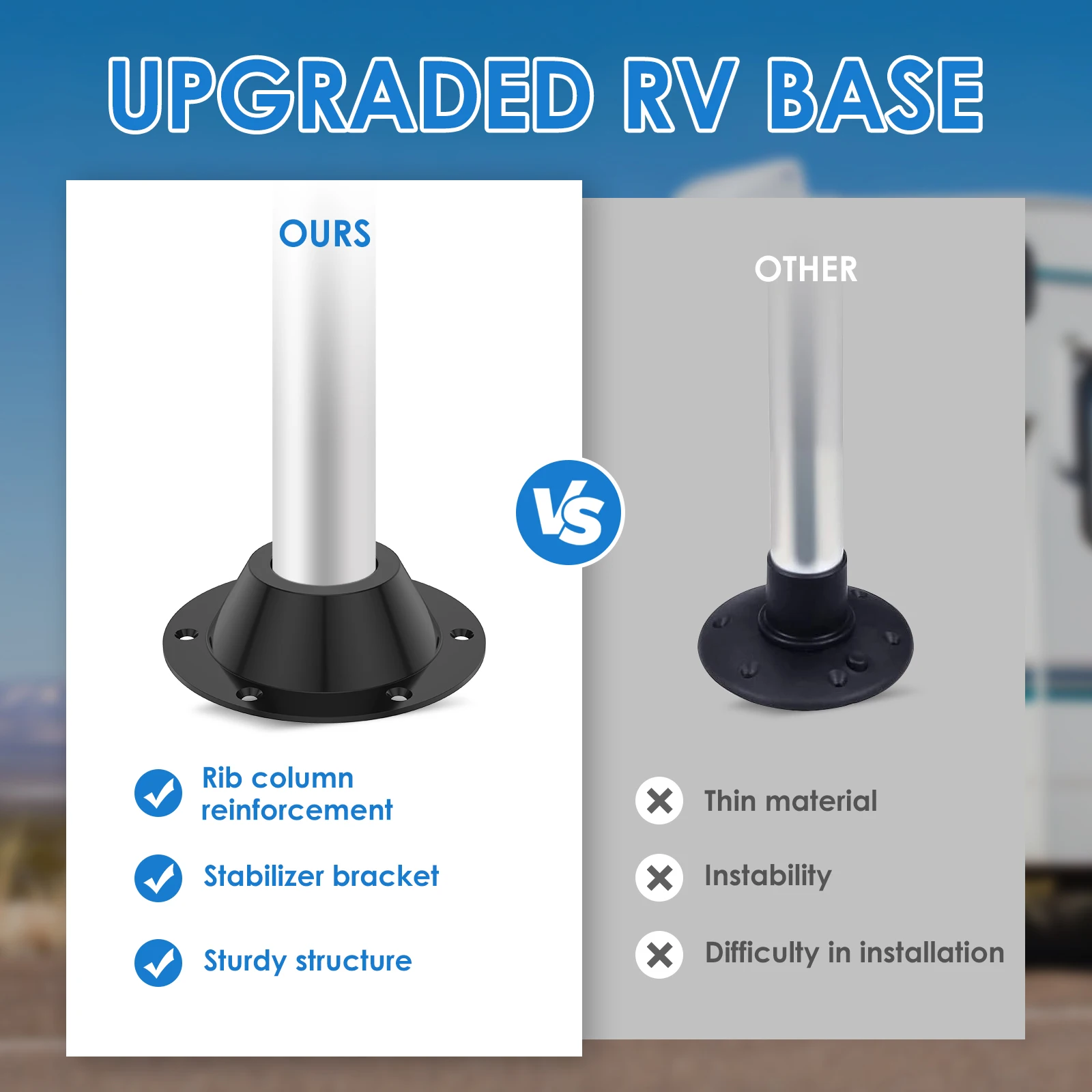 2Pcs RV Table Base Aluminium Alloy Anti-rust Yacht Table Pedestal Table Base Flange Standard Table Floor Mounting Bracket Bases