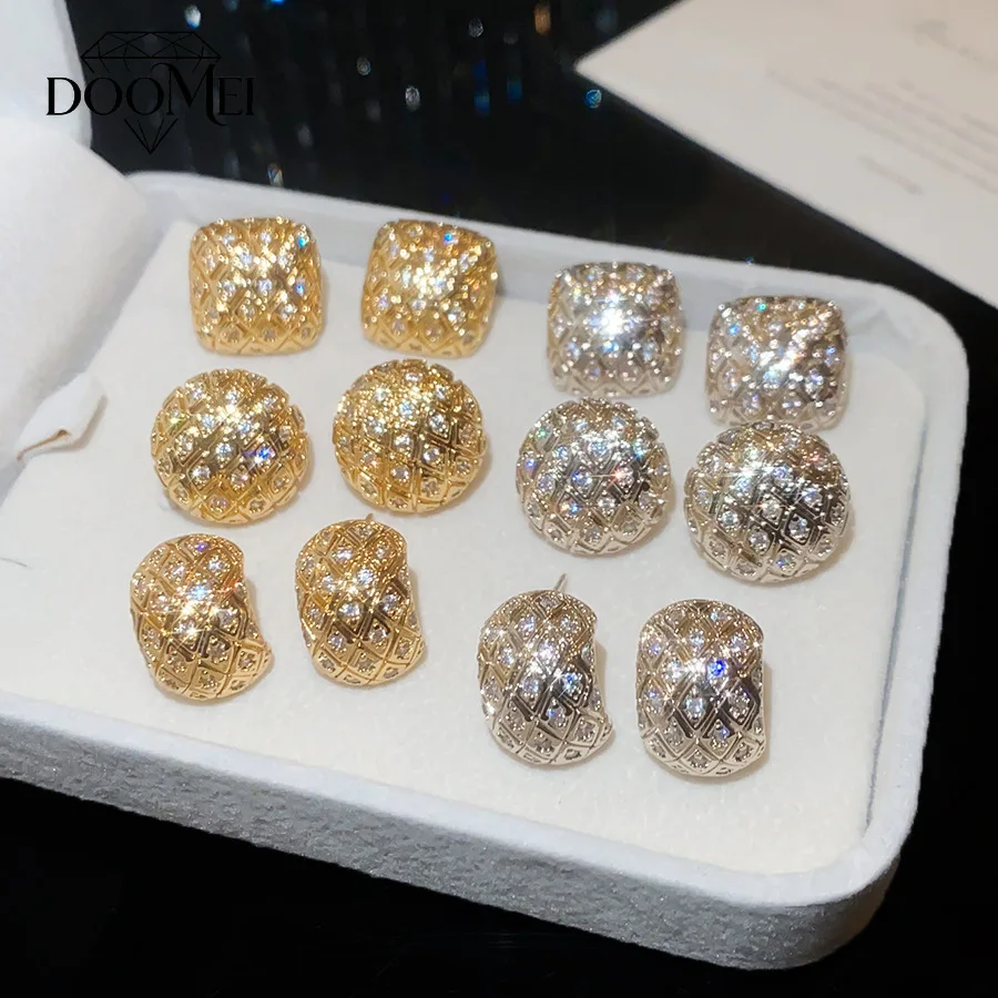 DOO MEI High-end Geometric Shape Stud Earrings Shiny Cubic Zirconia Ear Stud New in Earrings Women's Date Party Dazzling Jewelry