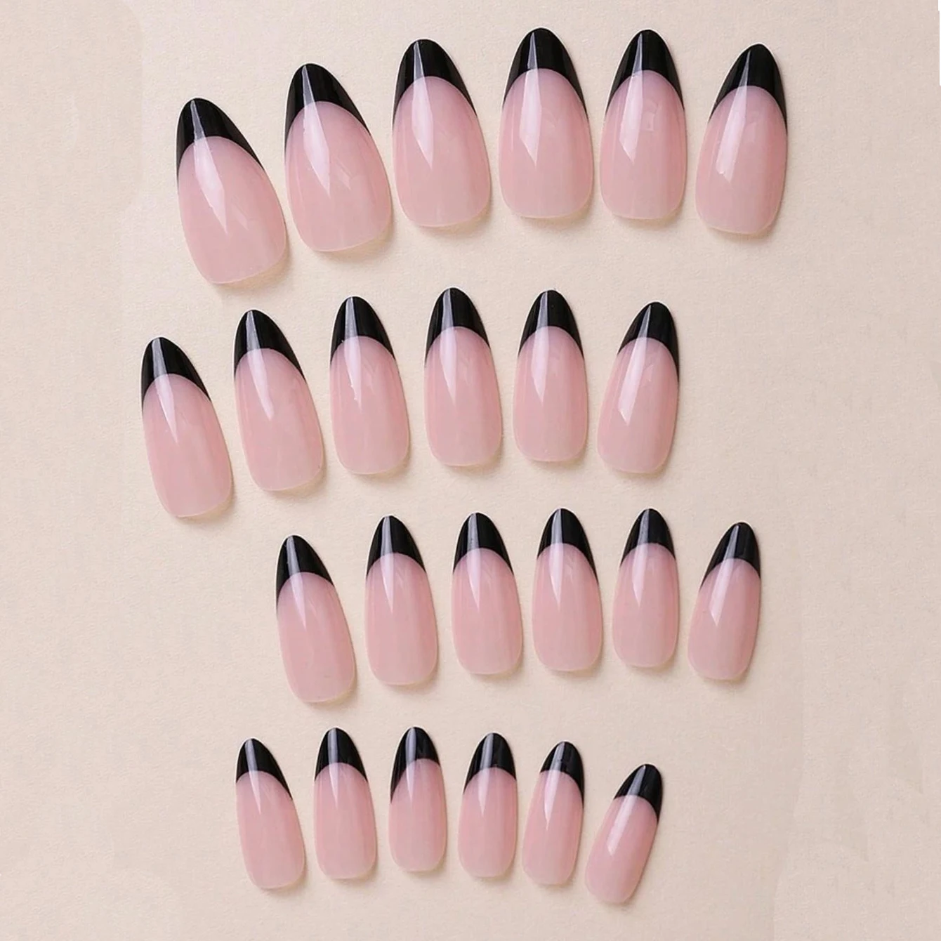 24 Stück - Französische Mandelnägel mit weißem Rand - Aufhellendes Nagelkunst-Set mit abnehmbaren Kunstnägeln für Festivals, Verabredungen und den täglichen Gebrauch – Detail 6