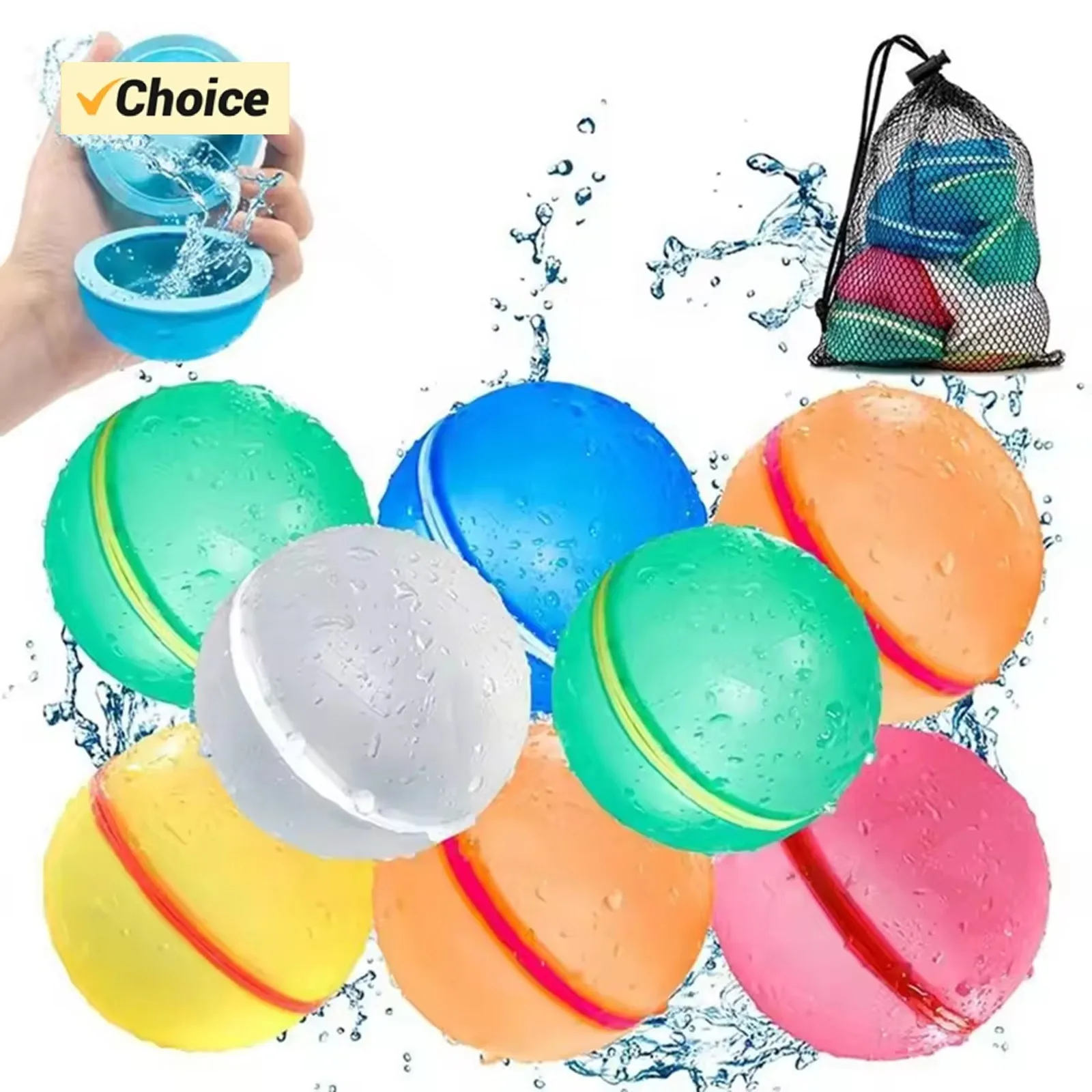 

6/8/12PC, Reusable Bombs, Suitable For Beach, Pool, Parent-child Interaction, Party, Reusable Balloons, Automatic Closing