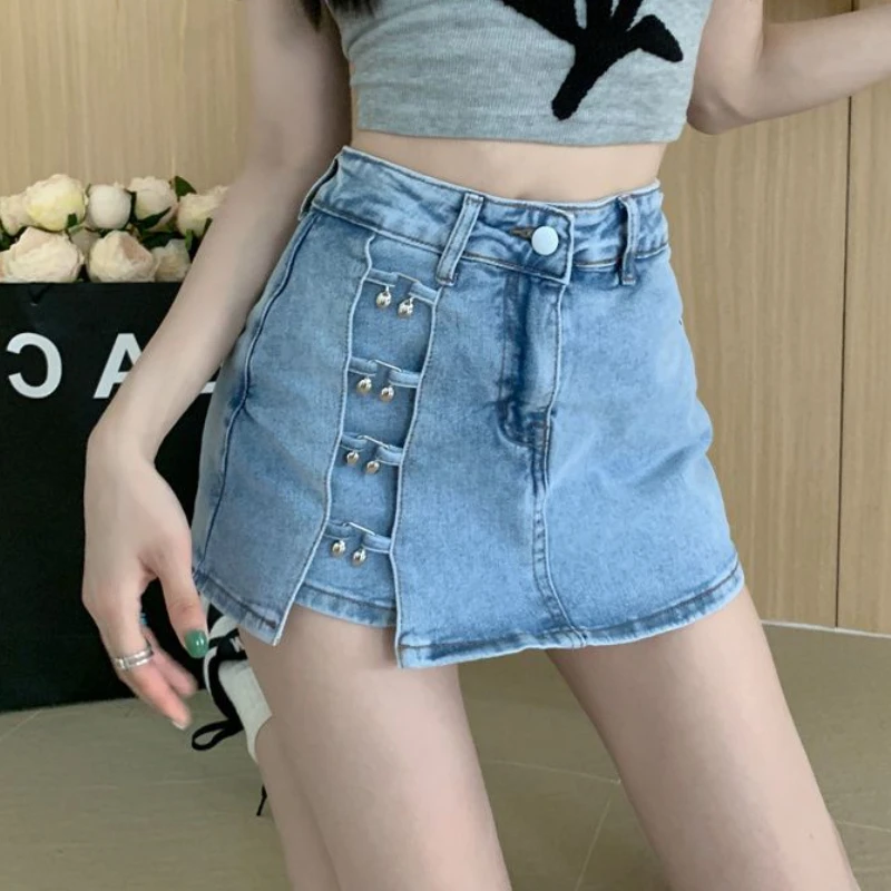 

Denim Mini Skirts Women Irregular Sexy High Waisted Lady Aesthetic Design Casual Vintage Basics American Style Streetwear Summer