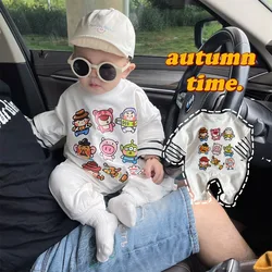 0-2 Years Old Loose Trend Boys and Girls Baby Jumpsuit Disney Toy Story Personality Hoodie Style Fashion Cartoon Baby Clothes