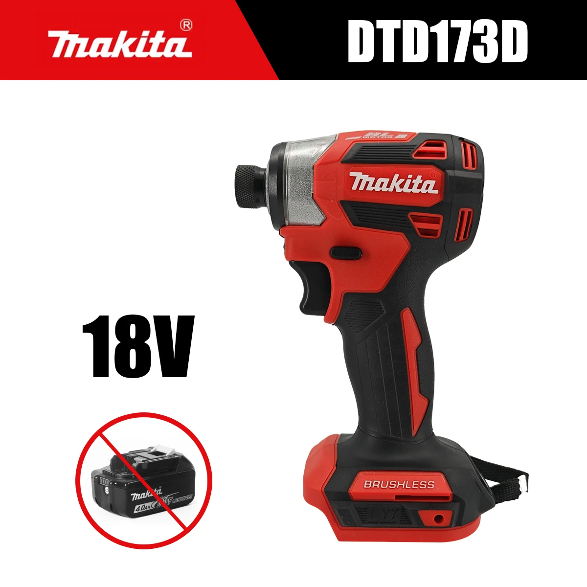 Makita 18V DTD173 borstelloze boormachine, elektrisch gereedschap, veelkleurig, doe-het-zelf, 180 Nm, elektrische houtbout, T-modus