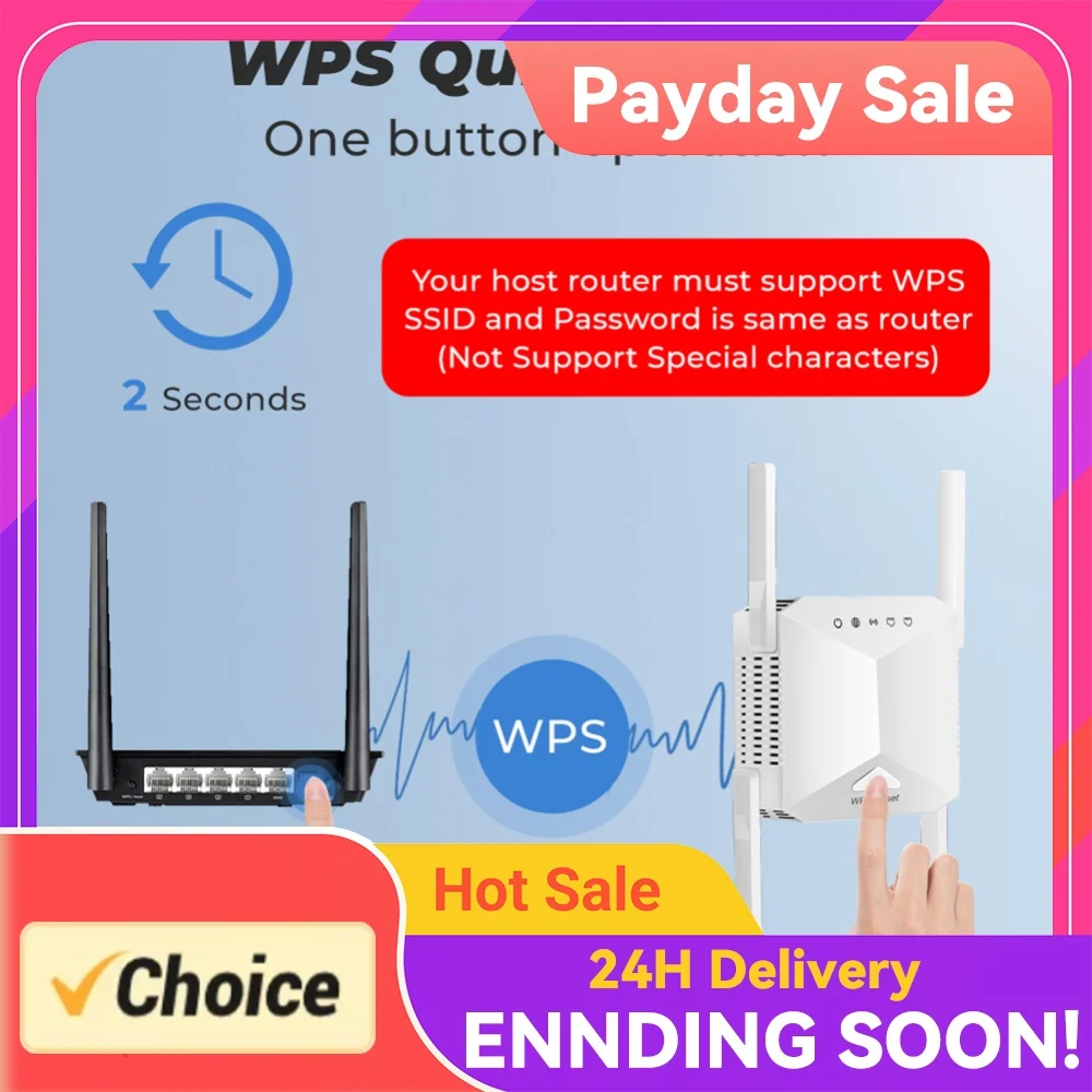 Wireless WiFi Repeater External Four Antennas Long Range Band Network Extender Signal Enhancement for Home