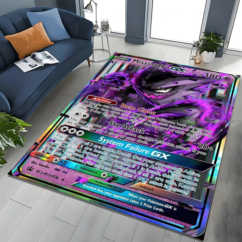 Potdemiel Pokemon Cards Gengar Area Rugs Carpet For Living Room Home Decoration Children's Crawling Living Room Game Floor Mat