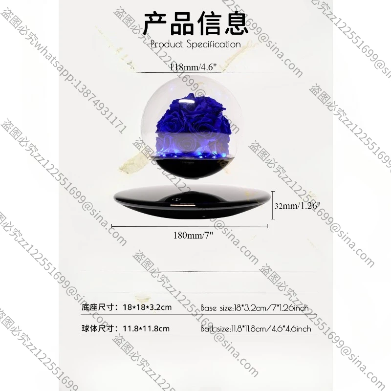 Applicable To Immortal Flower Blue Rose, Valentine's Day Gift Light Luxury Fresh Blue Flower Head Rose Ornament