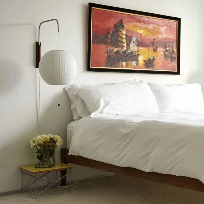 Estilo japonês de seda sala estar lâmpada parede moderna e simples interruptor cabo e braço oscilante homestay quarto lâmpada parede cabeceira