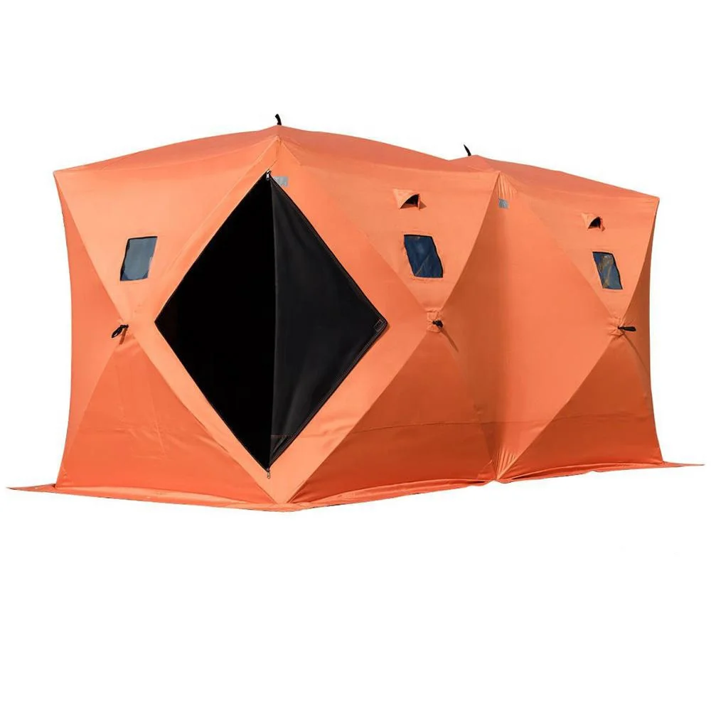 2 room instant quick opening winter tent heavy windproof pop-up ice fishing tent outdoor 6-8 people portable ice fishing tent