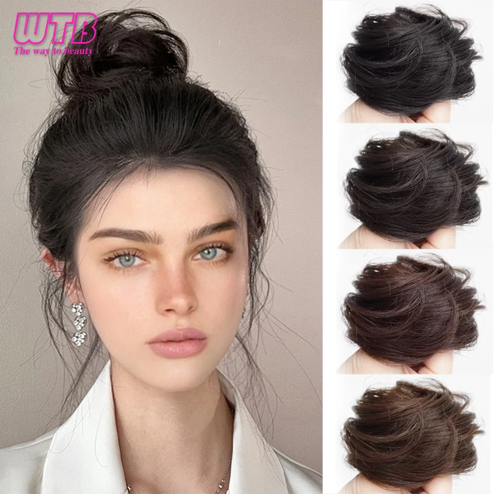 

WTB Synthetic Bun Wig Women's Natural Fluffy Straight Hair Ring Wig Half-tied Low-tied Doughnut Wig Chignon