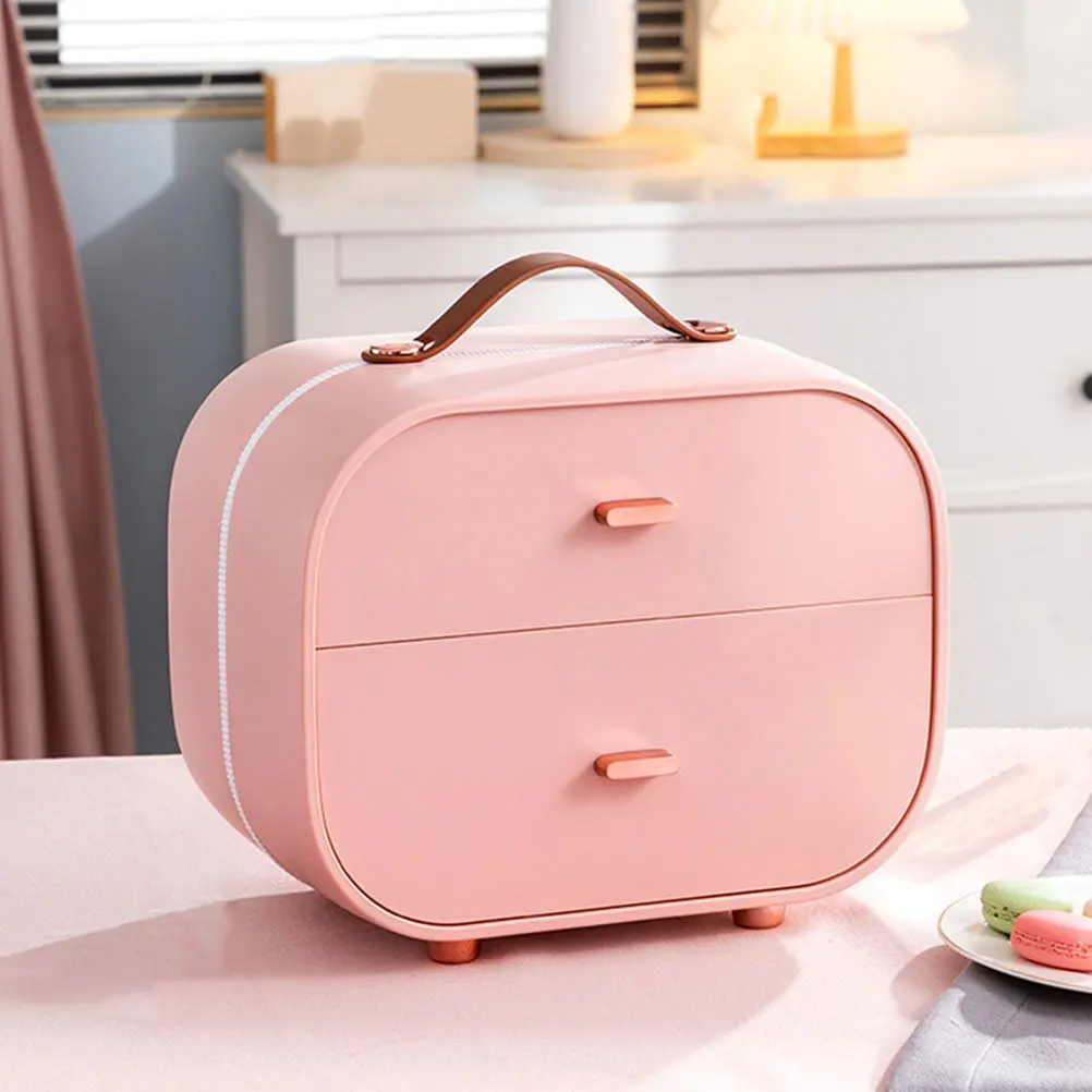 1Pcs Jewelry Storage Box Organizer with Lid Desktop Dresser Makeup Accessories Container Compact Sturdy Sealed Plastic