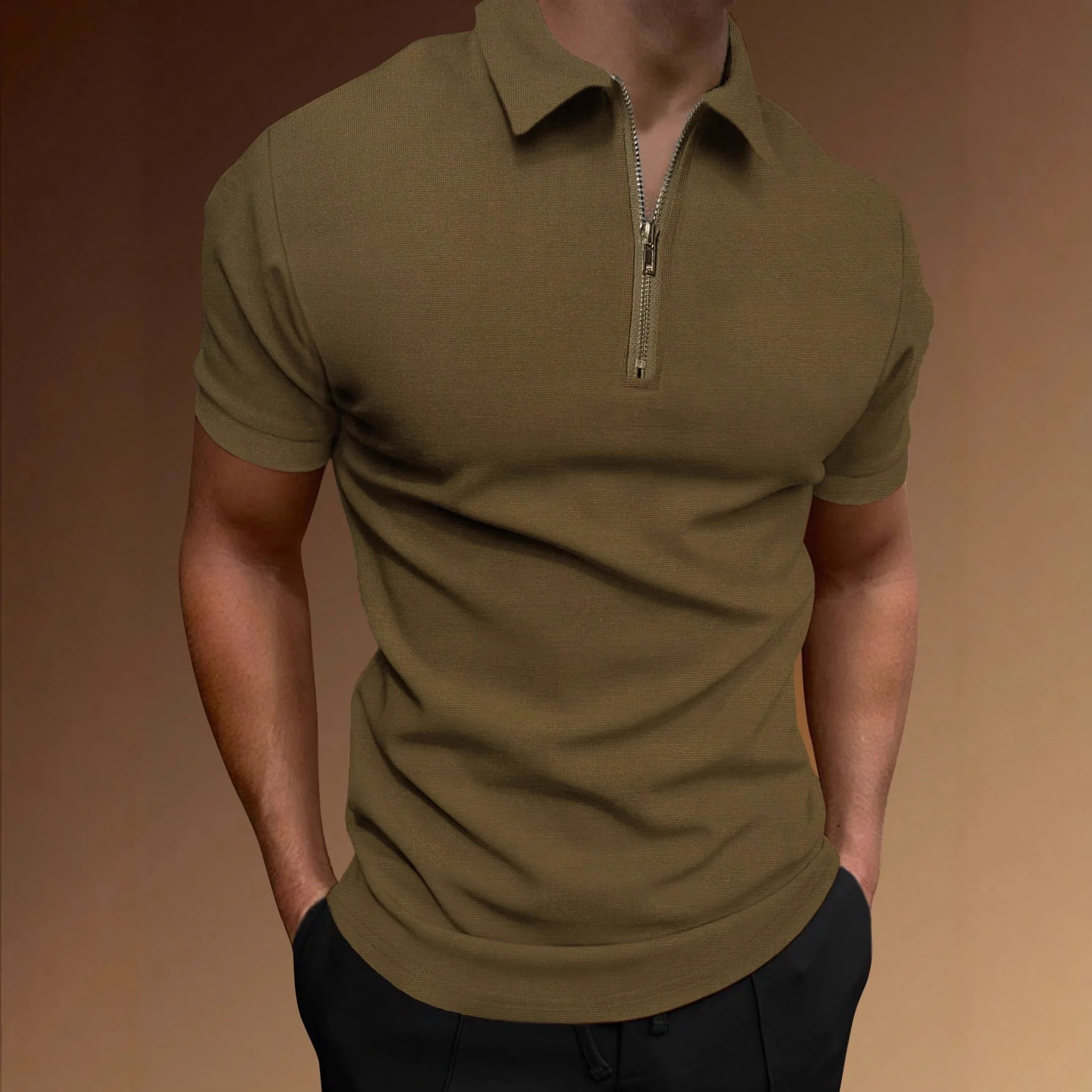 Men's Fitness Casual Short Sleeve T-Shirt Summer Sportswear Polyester Fiber Bright Thread Velvet Process Citywalk Suitable