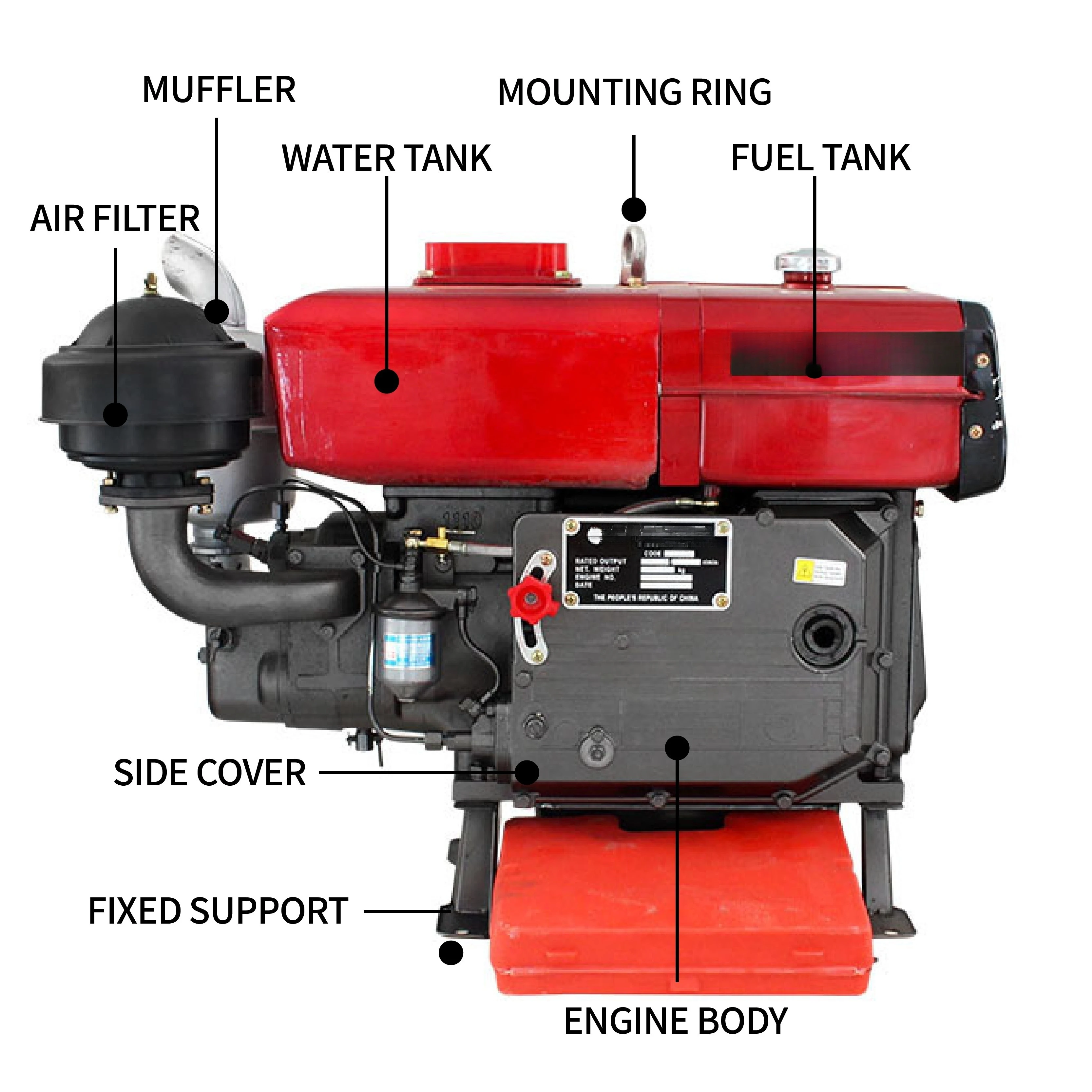 24hp Durable Machinery Engine ZS1115 ZS1125 ZS1130 Water Cooled Single Cylinder  Engine for Sale