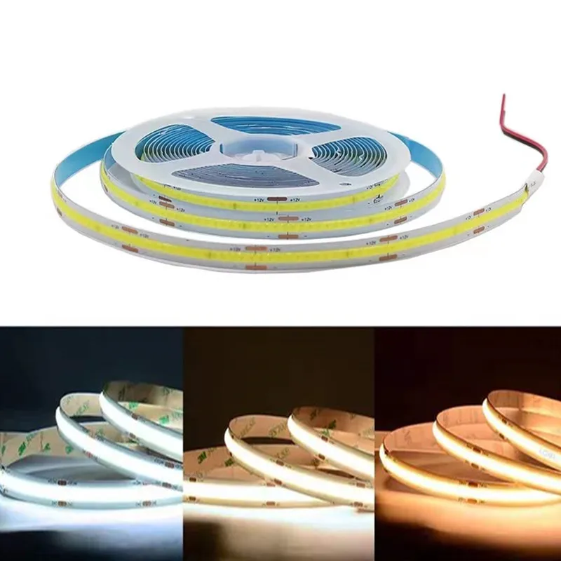 FCOB LED Strip Light High Density FOB COB Flexible Tape RA90 Nature White 4000K Cool White Linear Dimmable 12V 24V Warm White