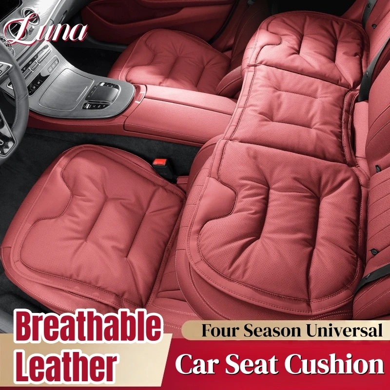 Car Seat Cushion Breathable Leather Backrest High-quality Thickened Anti-slip Perforated Leather Front and Rear Seat Cushion