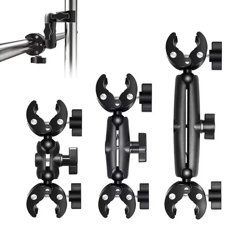 AliExpress VORTNGLE Camera Double Clip Crab Clamp For GoPro Motorcycle Bicycle Handlebar Clip Bracket For Insta360 One X4 Sports Camera Accessories