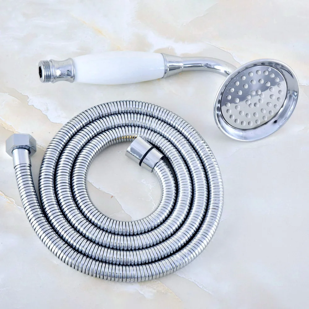 Polished Chrome Bathroom Telephone Shape Hand Spray Ceramic Handheld Shower head 1.5m Hand Held Shower Head Hose ahh029