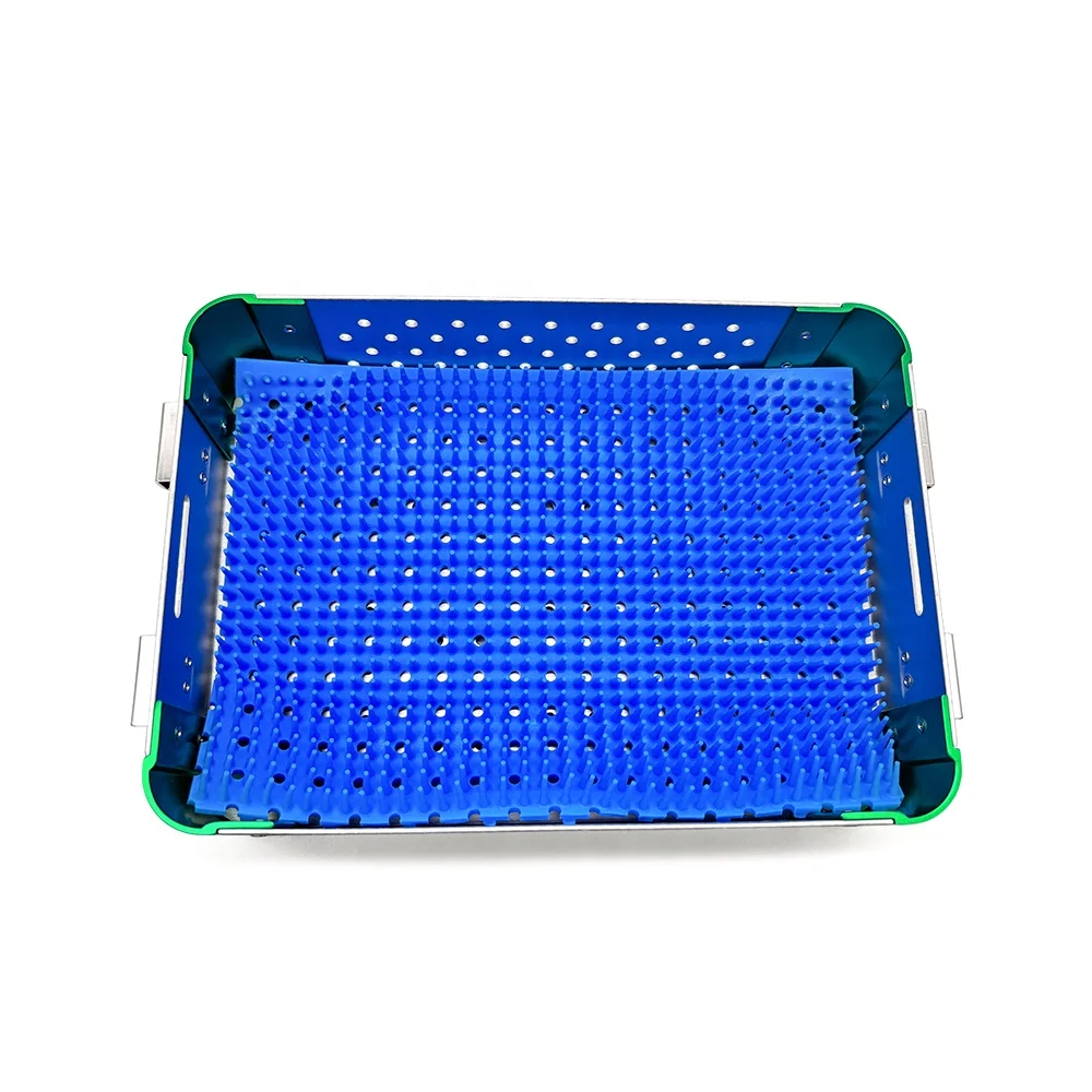 Aluminum Sterilization Tray Case Medical Dental Surgical Instrument Disinfection Box With Silicone Pad