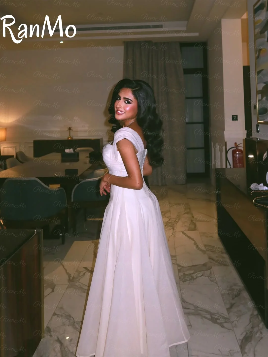 Ranmo Элегантные вечерние платья 2025 Вечерние платья с широким плечевым ремнем Платье для выпускного вечера трапециевидной формы дополняющие)? tipo فساتين