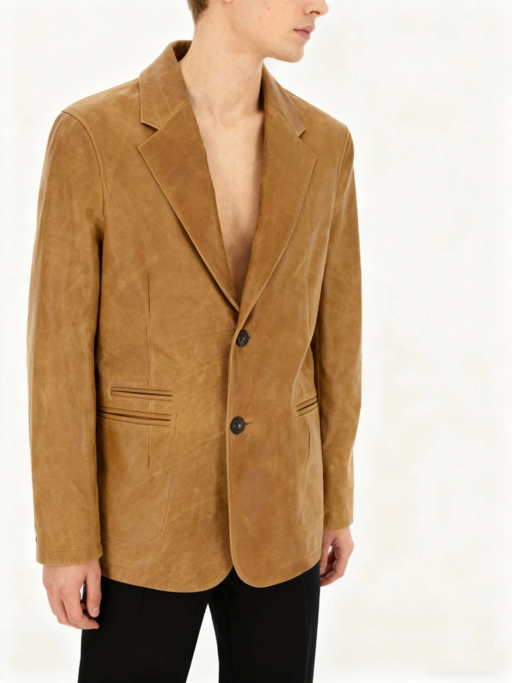 

Осенняя мужская кожаная куртка, классический коричневый однобортный пиджак из искусственной кожи, деловой повседневный мужской пиджак на заказ