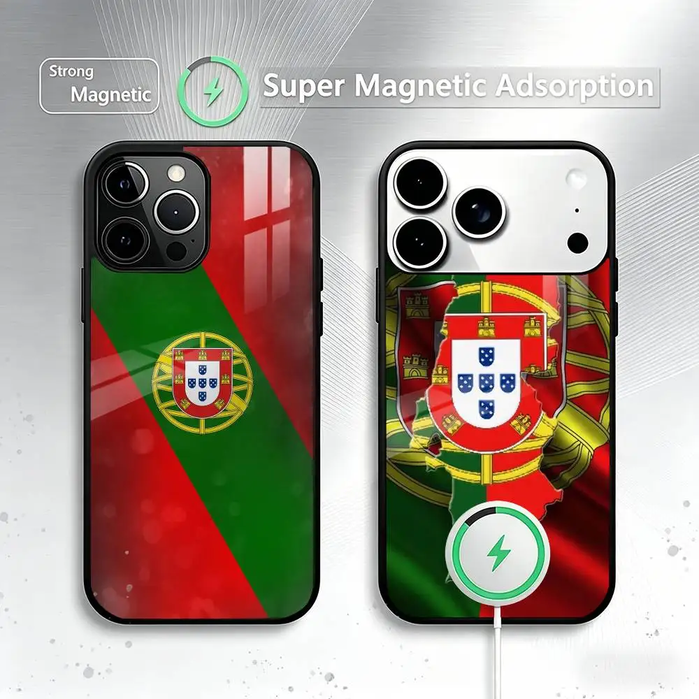 

Football Fans Support Portugal Flag Phone Case For iPhone17,16,15,14,13,12,11 Plus,Pro Supports Magnetic Wireless Charging