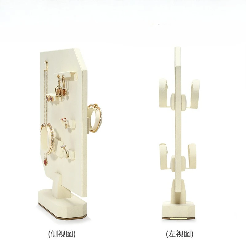 

Роскошные бежевые ювелирные изделия, витрина, реквизит, кольцо, ожерелье, серьги, браслет, вертикальная витрина, подставка для ювелирных изделий