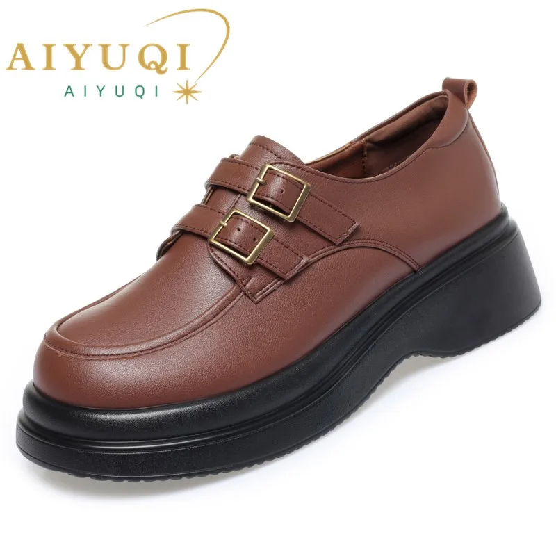 

AIYUQI Loafer Shoes Woman 2024 New Genuine Leather Spring Shoes Girls Casual British Style Women Platform Shoes