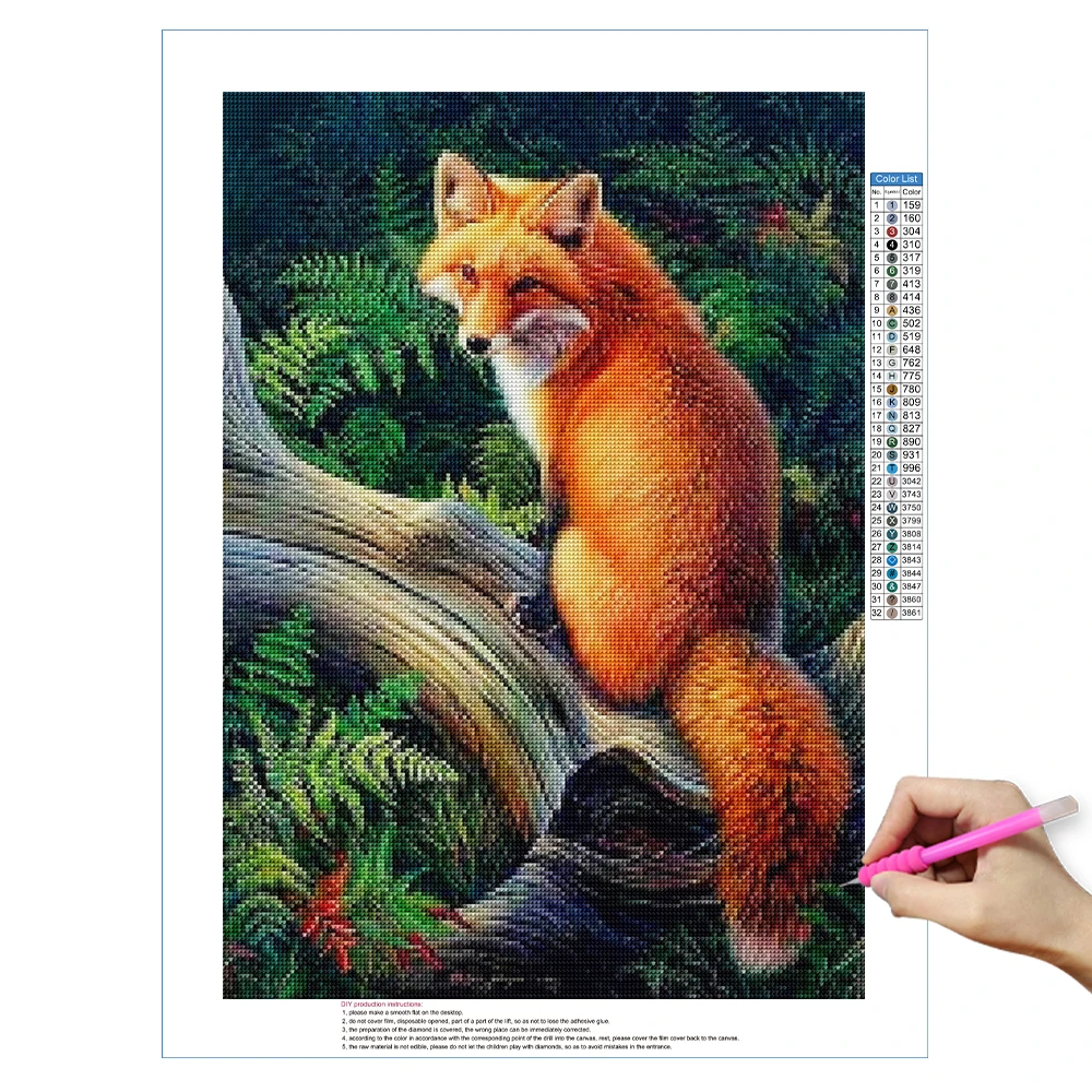 5D DIY Diamond Painting Fox Rhinestone Mosaic Animals Diamond Embroidery Handmade Gift Wall Decor