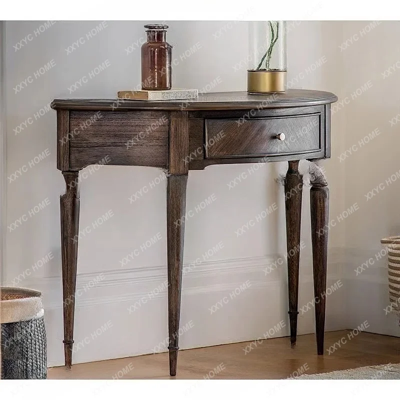 

Retro living room decoration arc facing the door small apartment medieval style living room partition cabinet