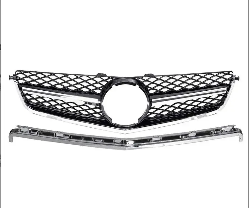 Black and silver mesh grille 2007-2011  for Mercedes-Benz C-Class W204 AMG c63  China mesh modified front grille