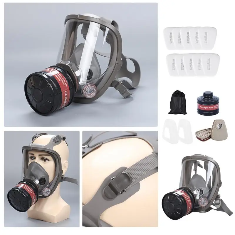 เครื่องช่วยหายใจแบบเต็มหน้านํามาใช้ใหม่กับฝุ่นใบหน้าปกโล่หน้ากากช่วยหายใจสําหรับการป้องกันสีมืออาชีพฝุ่นใบหน้า