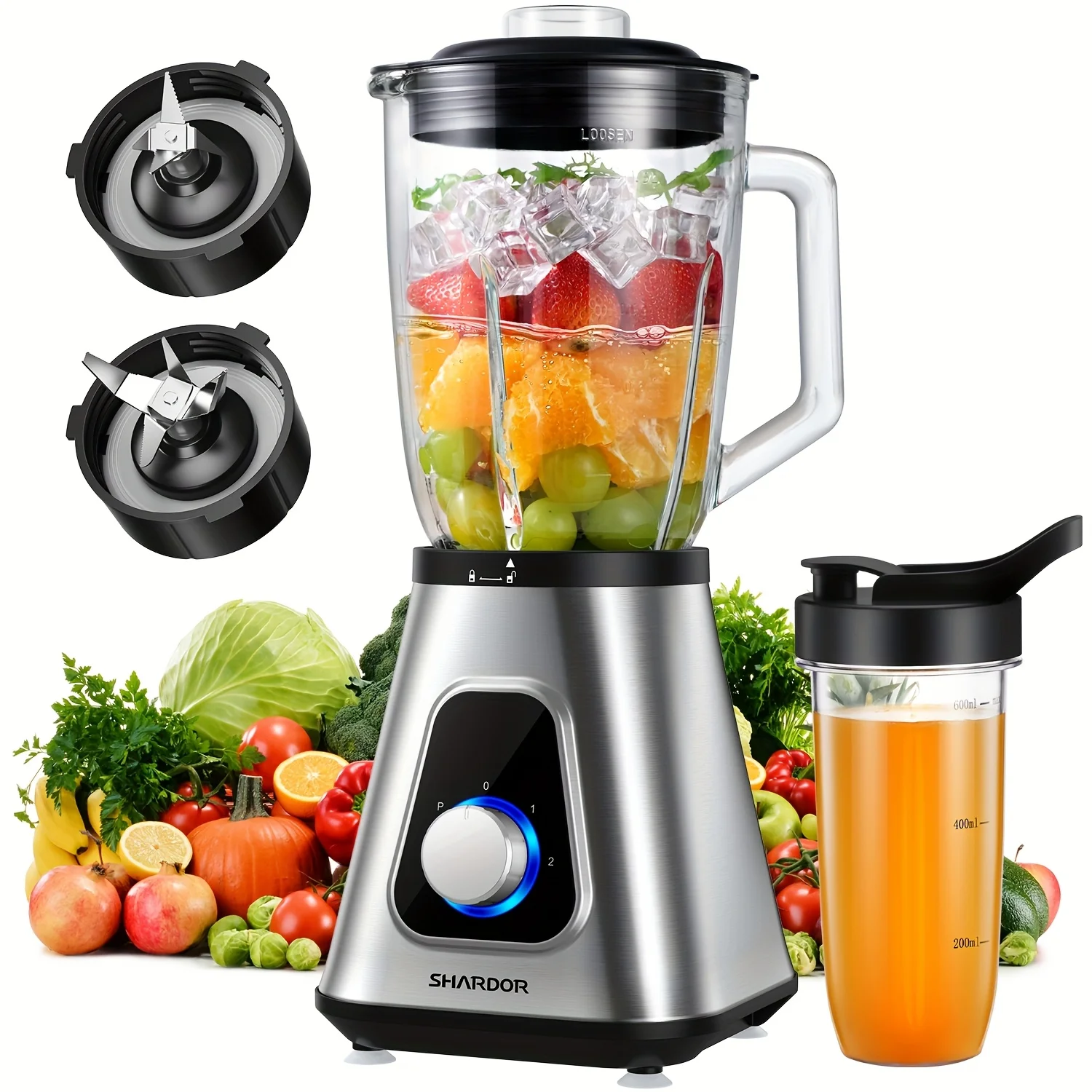 SH 1200W Blender, Smoothie Maker And Milkshake Machine, 52 Oz Countertop Blender And 22 Oz Personal Blender Set,