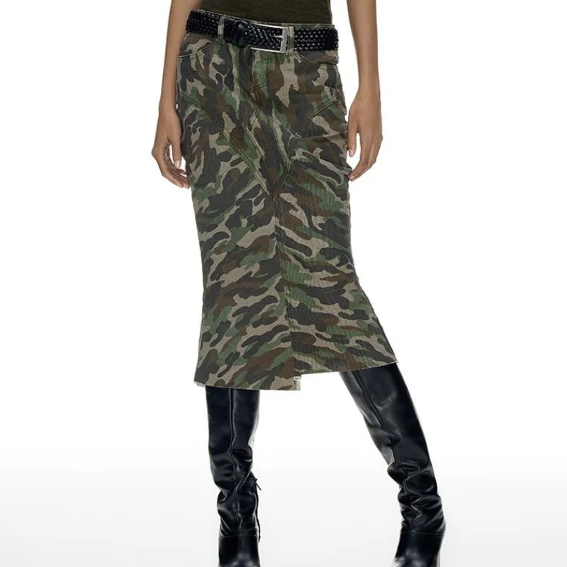 Camouflage Mermaid Skirt Street Feel Workwear Camouflage Printed Skirt Women