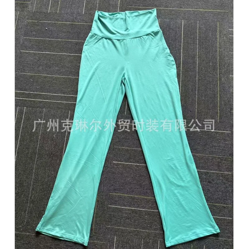 Pantalon de jogging décontracté taille haute à jambe large couleur unie pour femme – Nouveauté été, idéal pour la maison, le yoga, le sport et le quotidien, extensible