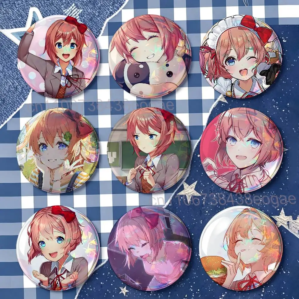 S-Sayori DDLC Badges 25 32 44 58 75 mm Round Customizable Wholesale Fan goods Self-made fan freebies