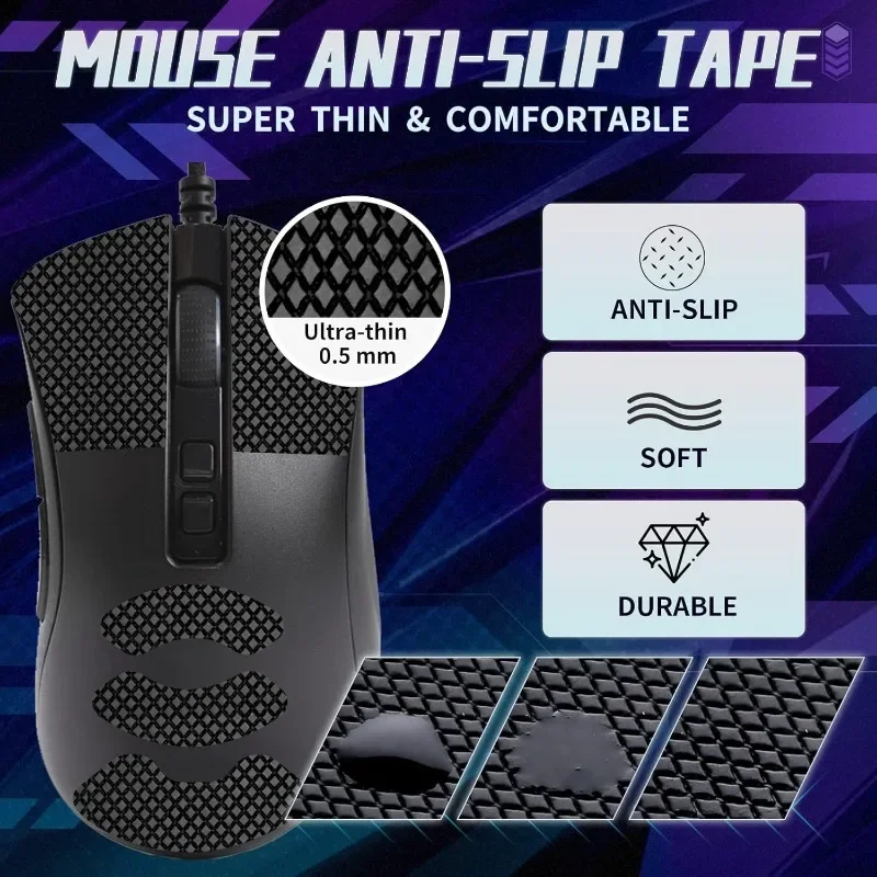 Premium Anti-Slip Breathable Grip Tape for Razer DeathAdder V2 Pro， Sweat-Absorbent Gaming Mouse Skin