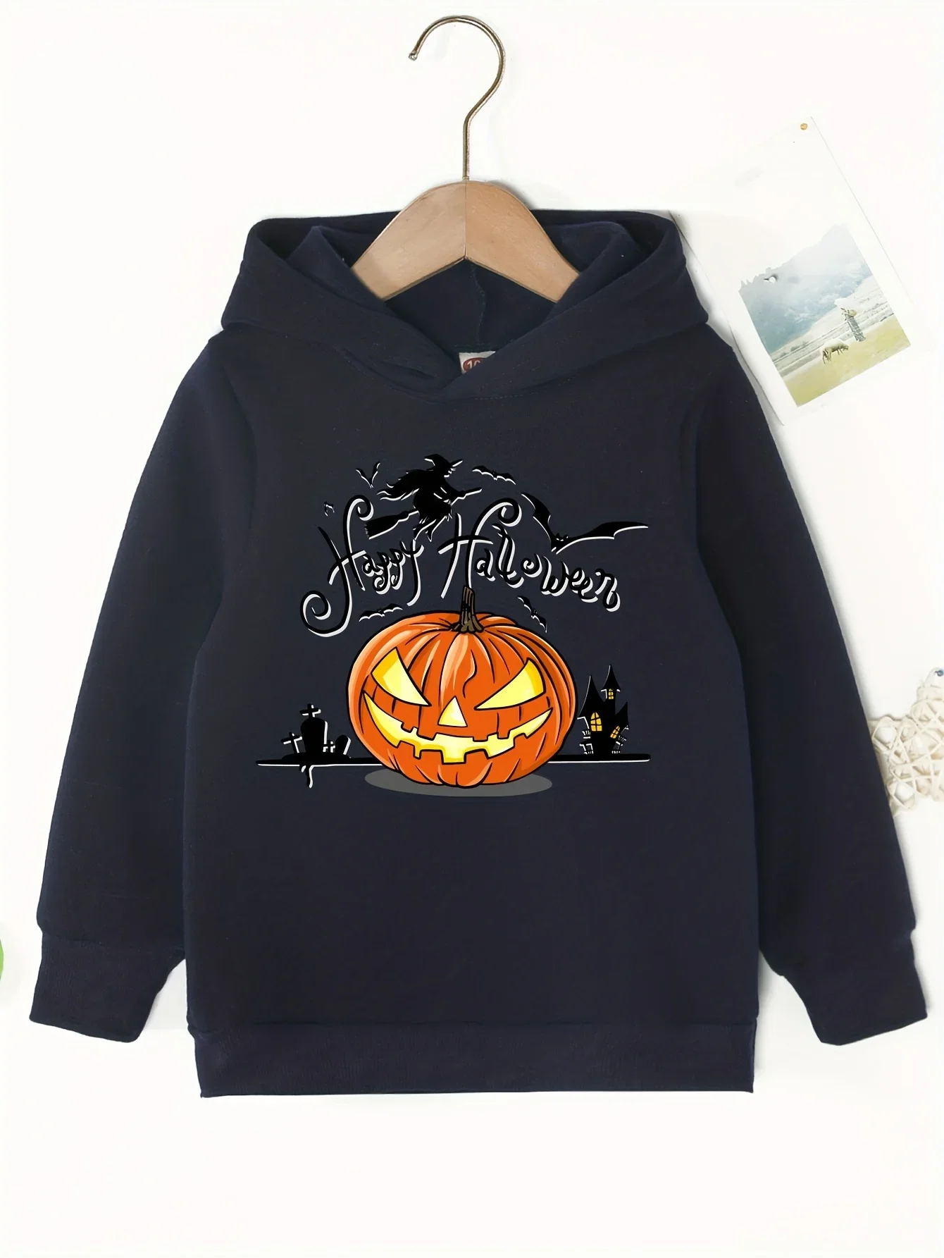 Print Pumpkin Children Halloween Casual Pullover Long Healed Sweatshirt Cartoon Space Autumn Winter Boys Outdoor Trend
