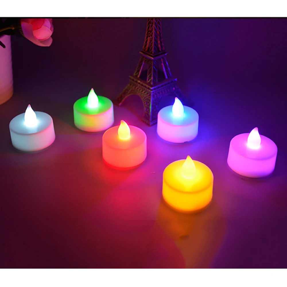 

5 PCS Colorful LED Flickering Candle Light Flameless Outdoor Candle Landscape Lamp Party Wedding Christmas Atmosphere Light