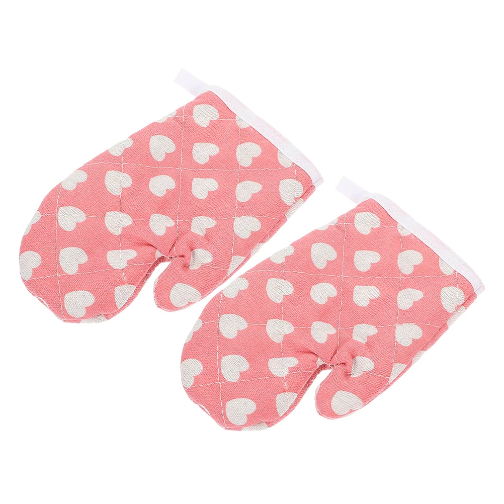 

2pcs Children's Anti-scald Gloves Heat Resistant Oven Mitts Cotton Kitchen Microwave Tool Gardening Grill Baking Cooking
