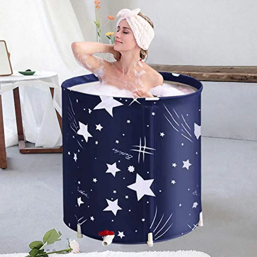 

Foldable Bathtub Portable Soaking Bath TubEco-Friendly Bathing Tub for Shower Stall Blue Sky -1