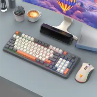 Teclado inalámbrico español con la Ñ con diseño en español, ruso, árabe, coreano, kit de ratón, conexión Bluetooth 2.4G, retroiluminación RGB, perilla de volumen, 94 teclas, batería integrada tipo C, diseño ergonómico