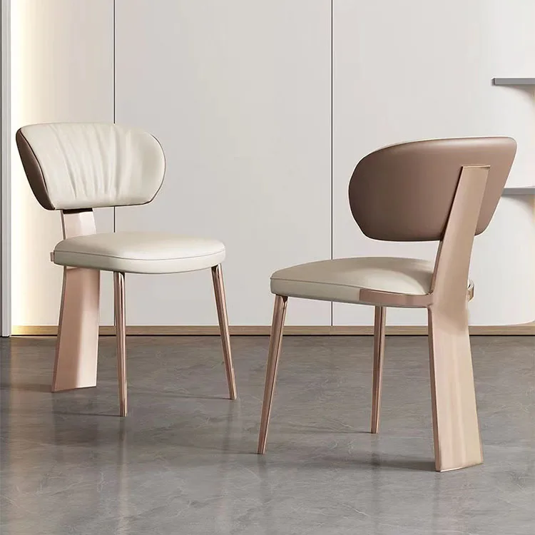 Hotel Home Furniture Nordic Luxury Modern Design Upholstered Soft Leather Metal Base Dining Room Chairs for Restaurant