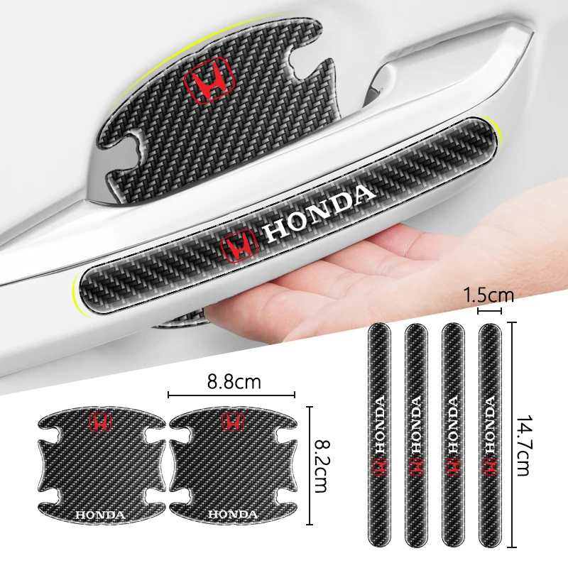 Protetor de maçaneta de porta de carro, adesivos anti-arranhões para honda civic xr-v cr-z crv hrv city accord legend jazz rr vti fit, 4/8 peças