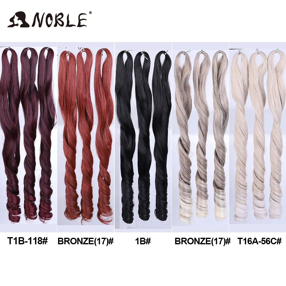 Noble Hair Curly Pony Hair Crochet Braiding Hair Synthetic Ombre Blonde Loose Wave Braids Hair 22 Inch Curls Hair Extensions